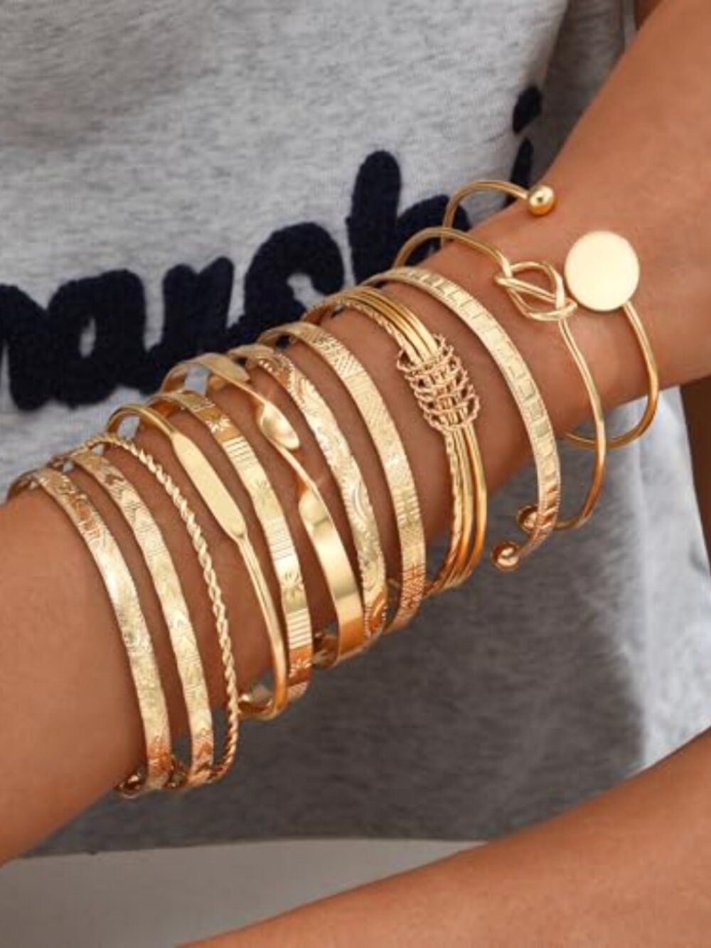 New -‎ Gold Bangle Bracelets for Women, Indian Bangles Stackable Set - Picture 3 of 3